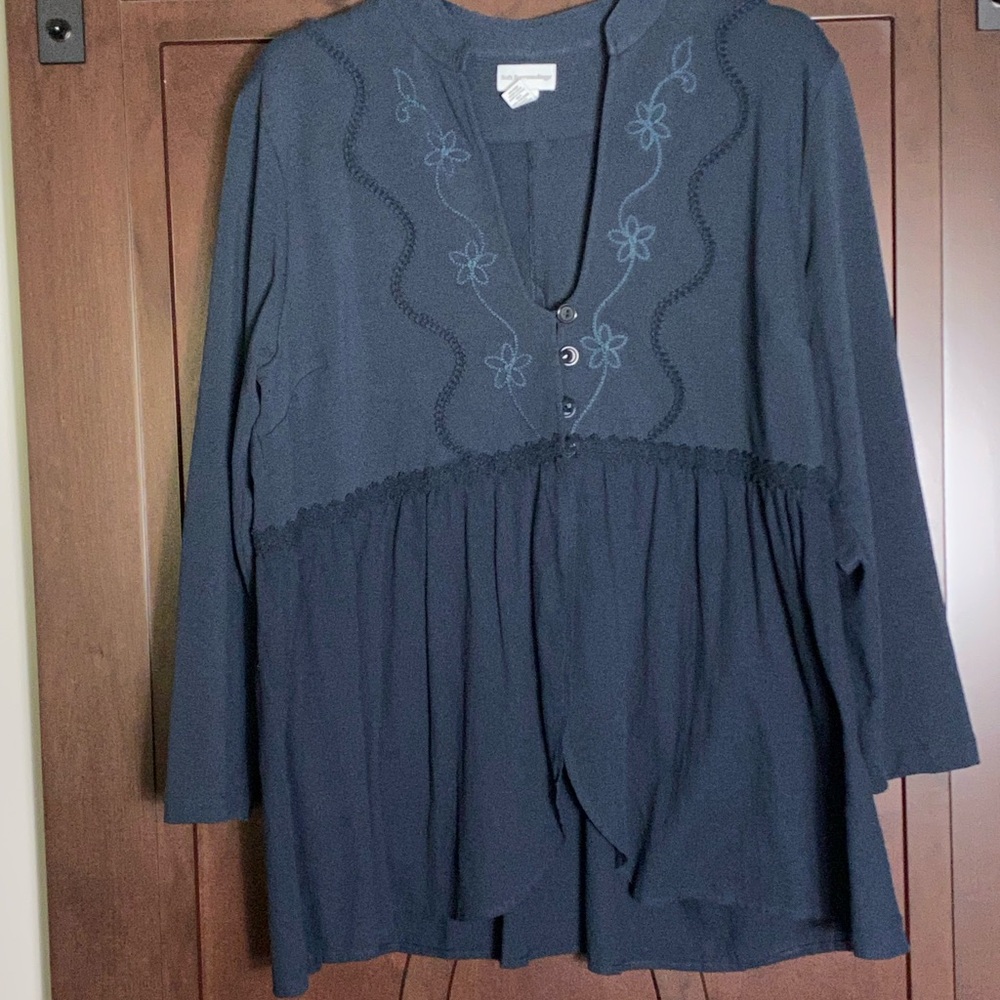 Soft Surroundings Embroidered Deep Teal Jacket.  Plus Size 3X